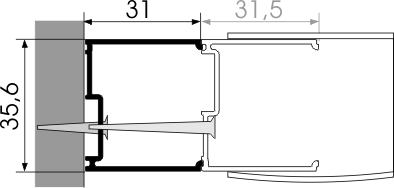 ALVA Sana Verbreiterungspr. 31mm f. Eckeinst./Rundd./Pendelt.,H=190cm,Silb.M
