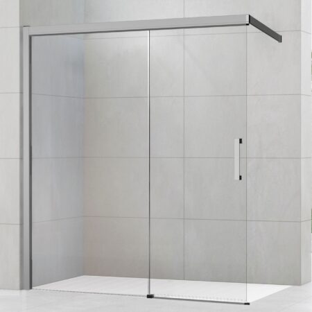 ALVA Spa 1.0 Schiebetür freistehend re. 117-120/200cm, Glas ESG Cl., Silber HGL