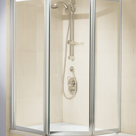 ALVA Varia Wannenwand 3-teilig 140x140cm, Silber Matt, Glas ESG