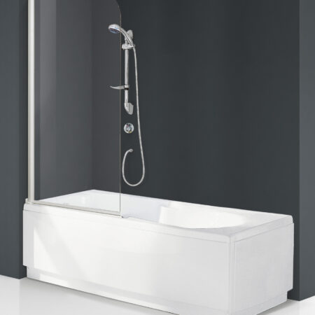 ALVA Varia Wannenwand 1-teilig 150x70cm, Glas ESG, Weiß