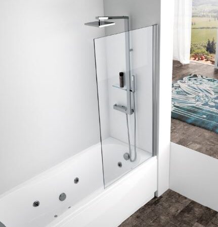 ALVA Varia Wannenwand 1-teilig 150x80cm, Glas ESG Clean, Silber