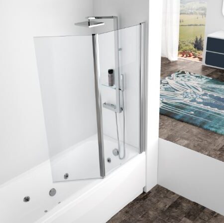 ALVA Varia Wannenwand 2-teilig 150x120cm, ESG Clean, Silber