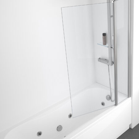 ALVA Varia Wannenwand 2-teilig 150x98cm, ESG Clean, Silber