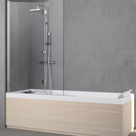ALVA Varia Wannenwand 2-teilig links, 150x120cm, ESG Clean, Silber