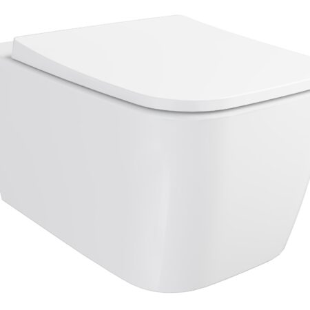 ALVA Aura Wand-WC Tiefspüler eckige Form spülrandlos, Clean-Besch., Weiß