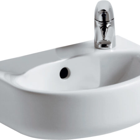 ALVA Bela Handwaschbecken 35x26cm mit Hahnloch rechts, Weiß