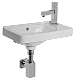 ALVA Idea HWB asym. Becken links Ablage rechts, 45x25cm, m.Hahnloch, Weiß