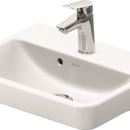 ALVA Juna Handwaschbecken 45x35cm mit Hahnloch, Weiß
