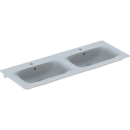 ALVA Prima Doppelwaschtisch 130x48 mit 2 Hahnlöcher, Weiß