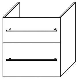 ALVA Una Unterschrank für WT1 2 Auszüge, 59x60x45,2cm, Weiß