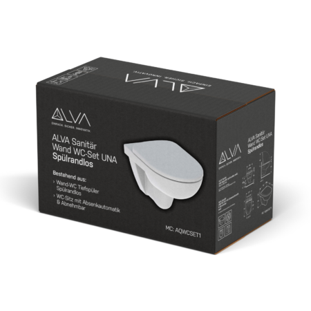 ALVA Una Wand-WC-Set Tiefspüler spülrandlos, WC-Sitz Absenka.+Abnehmb.