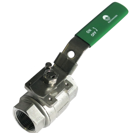 ALVA Edelstahlkugelh. M3 2tlg IG 1/2" PN63 voll.DG 1.4408 ISO-Top sperrb.Hebel