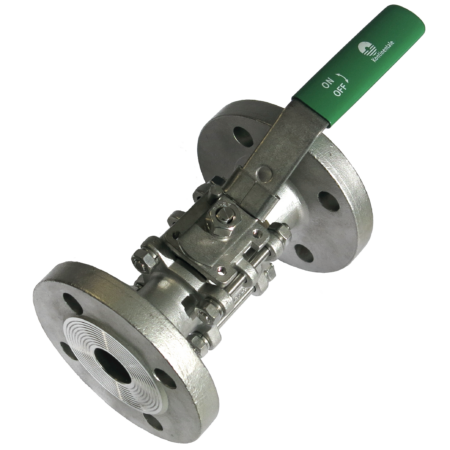 ALVA Edelstahlflanschkugelh. 3tl F1 DN20 PN40 voll.DG 1.4408 ISO-Top sperrb.Hebel
