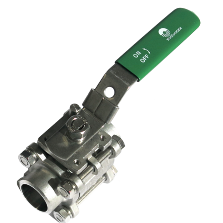 ALVA Edelstahlkugelh. M3 3tlg AE 6/4" PN63 voll.DG 1.4408 ISO-Top sperrb.Hebel