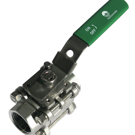 ALVA Edelstahlkugelh. M3 3tlg IG 1/4" PN63 voll.DG 1.4408 ISO-Top sperrb.Hebel