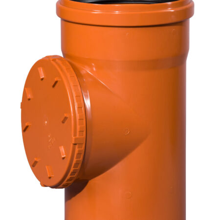 PVC-Kanal Putzstück 100mm, mit rundem Schraubdeckel mit Dichtung
