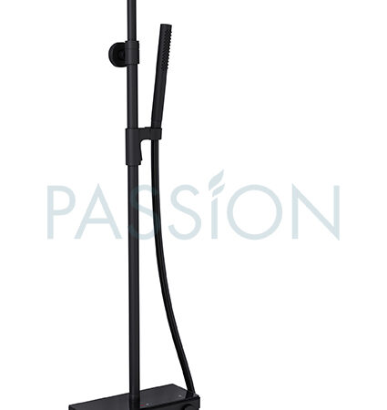 Regenwerk PASSION Duschsäule, rund Schwarz matt, KB 300 mm, Glasablage