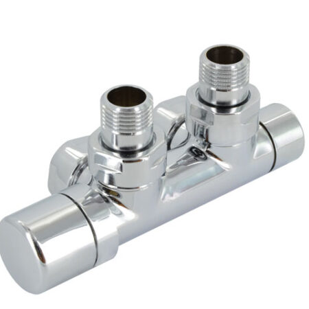 ZE Anschluss-Armatur Set Q Eckform Thermostatkopf links, chrom