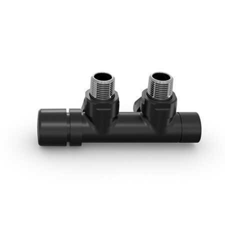 ZE Zubehör Anschlussarmatur Typ Q Eckform Thermostatkopf li., Black Matt