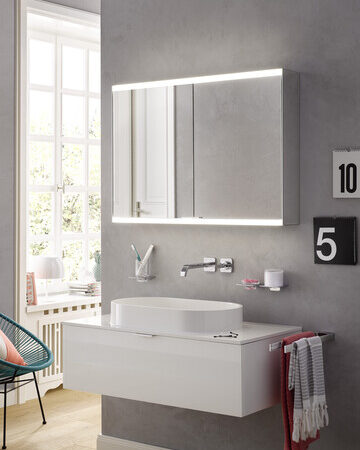 emco LED-Lichtspiegelschrank prime2 Facelift Aufputz, 800 mm, 2-türig, IP 20 Rückwand verspiegelt