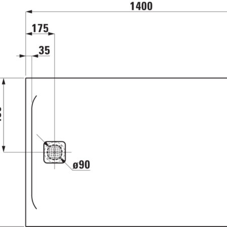 Laufen Passion Duschwanne aus Marbond 140x90x4,2cm,Ablauf kurze Seite,weiß