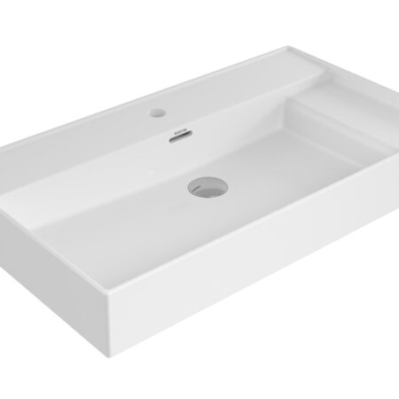 Bocchi Passion WT 80x46,5cm Ablage re. mit Hahn- und ÜL-Loch , weiß GL