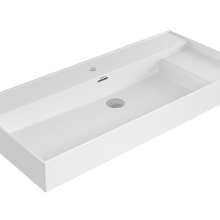 Bocchi Passion WT 100x46,5cm Ablage re. mit Hahn- und ÜL-Loch , weiß GL