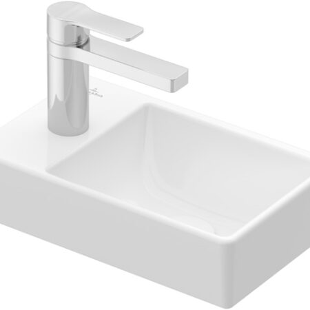 Villeroy & Boch Handwaschbecken Avento 43003R, 360 x 220 mm, Rechteck, Becken rechts, 1HL. mittleres Hahnloch durchgestochen, ohne Überlauf, Weiß Alpin