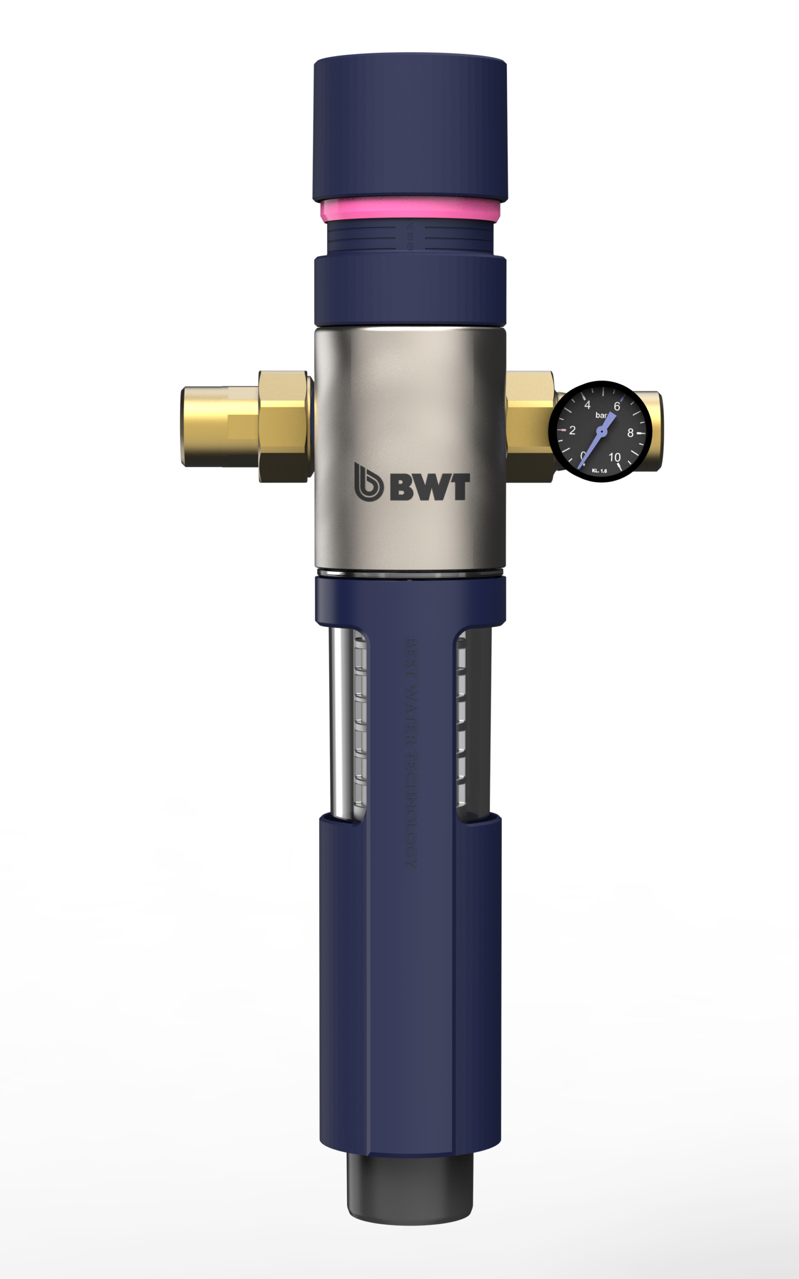 BWT MACH HWS 1" ist eine manuelle Rückspülfilter-Hauswasserstation mit integriertem Druckminderer für den waagrechten und senkrechten Einbau in die Trinkwasserleitung, mit Schnellverschlusstechnik, bleifrei