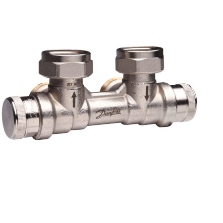 Danfoss dynamischer Hahnblock RLV-KDV für Ventil-HK G 3/4", Eck mit VL links