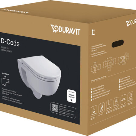 DU D-Code 2.0 WC-Set wandh.,Spü.4/2L,Riml. inkl.Sitz m.Absenka.,vorm.Weiß Hgl.