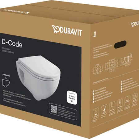 DU D-Code 2.0 WC-Set wandh.Kompakt,Riml. inkl.Sitz mit Absenka., Weiß Hgl.
