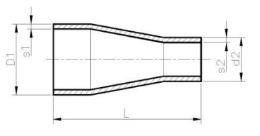 Reduzierung geschw. DIN2616-2 316Ti konz. 219,1x2,9/114,3x2,6 mm L=152mm