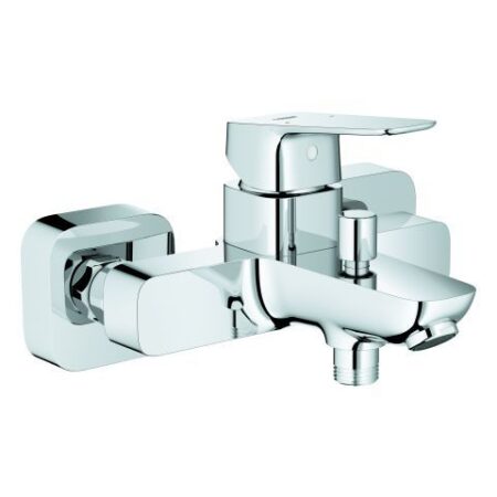 GROHE Einhand-Wannenbatterie Cubeo 101813, Wandmontage, S-Anschlüsse, Wandrosette, eigensicher, chrom