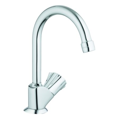 GROHE Standventil Costa 20393_1, schwenkbarer Rohrauslauf mit Mousseur, Markierung blau, chrom