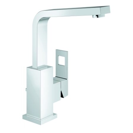 GROHE Einhand-Waschtischbatterie Eurocube 23135, L-Size, Einlochmontage, schwenkbarer Rohrauslauf, maximaler Durchfluss (bei 3 bar): 5 l/min, Zugstangen-Ablaufgarnitur 1 1/4'', chrom