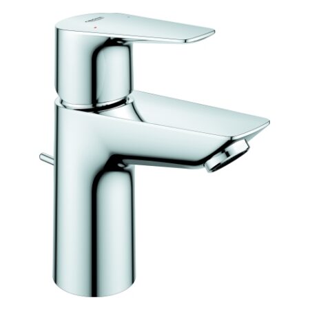 GROHE Einhand-Waschtischbatterie BauEdge 23328_1, S-Size, Einlochmontage, mit Temperaturbegrenzer, maximaler Durchfluss (bei 3 bar): 5 l/min, Zugstangen-Ablaufgarnitur aus Kunststoff 1 1/4'', chrom