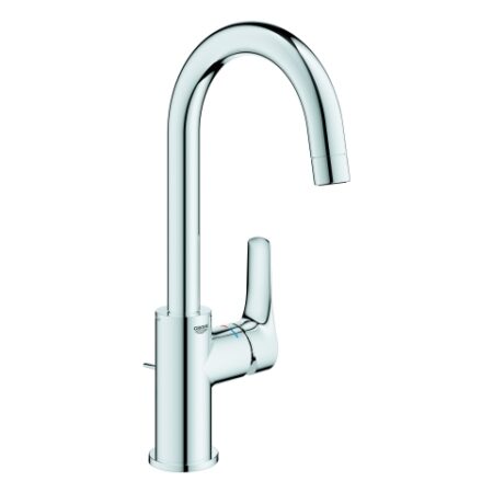 GROHE Einhand-Waschtischbatterie Eurosmart 23537_3, L-Size, schwenkbarer Rohrauslauf, Einlochmontage, Temperaturbegrenzer, Zugstangen-Ablaufgarnitur, chrom