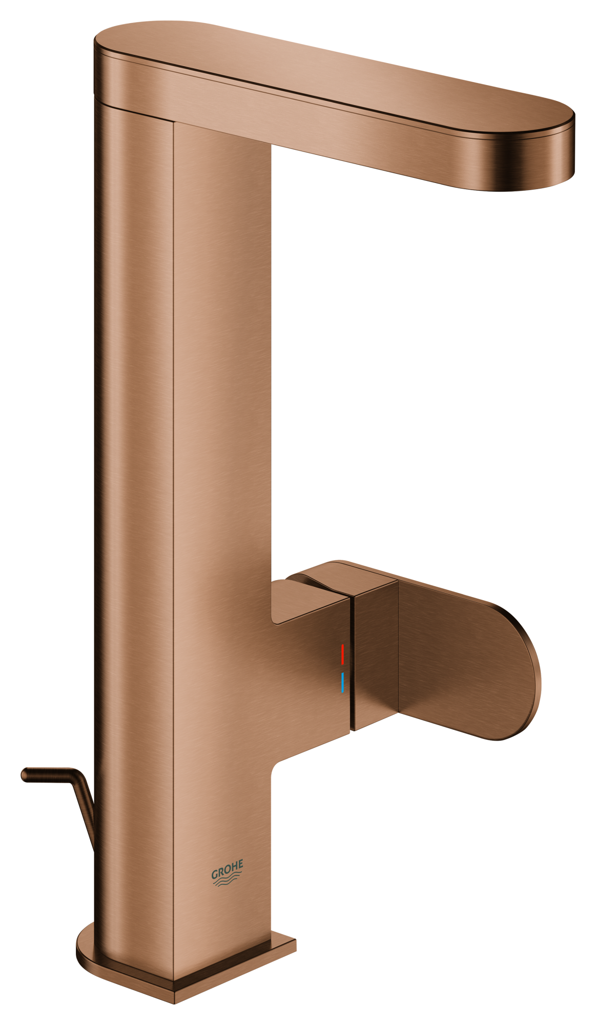 GROHE Einhand-Waschtischbatterie Plus 23843_4, L-Size, Einlochmontage, ausziehbarer Auslauf, Zugstangen-Ablaufgarnitur, warm sunset gebürstet