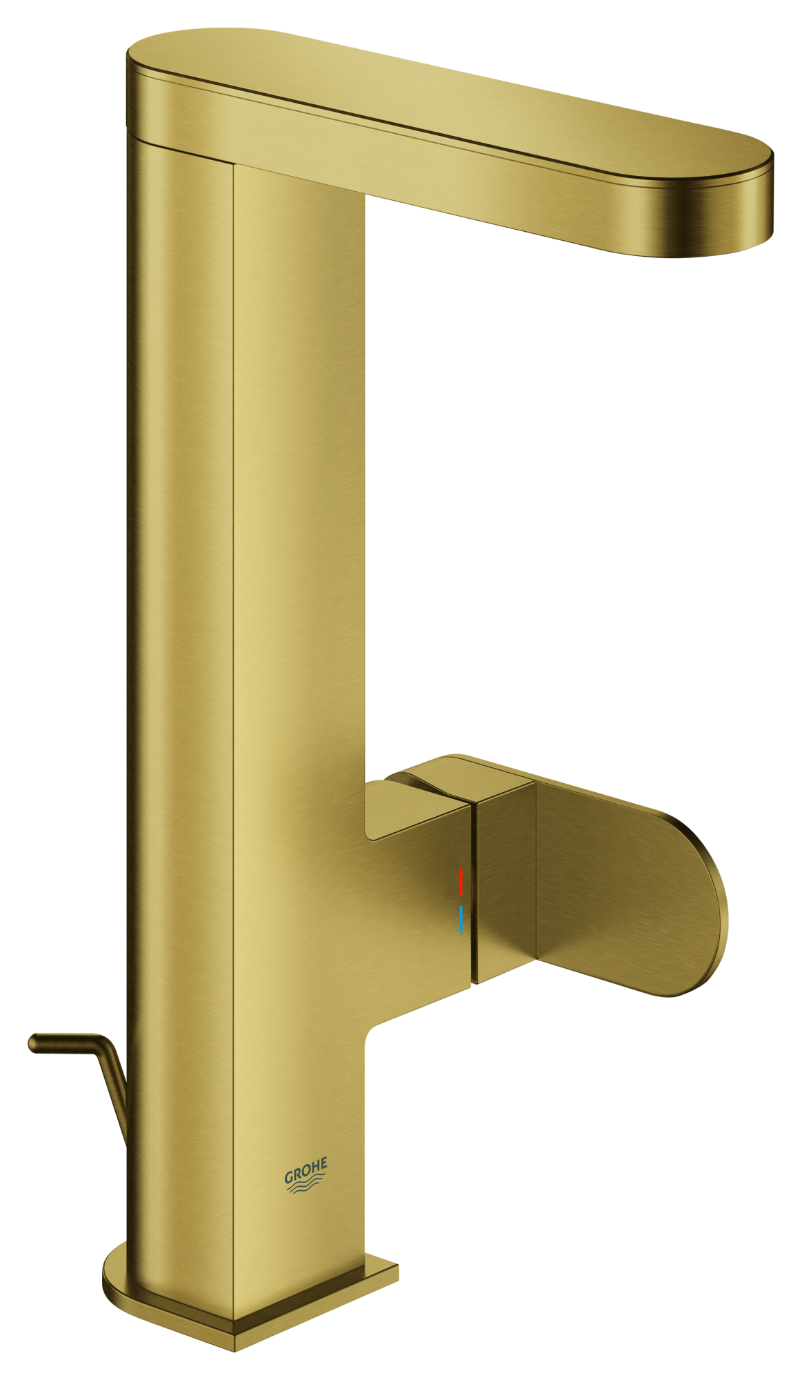 GROHE Einhand-Waschtischbatterie Plus 23843_4, L-Size, Einlochmontage, ausziehbarer Auslauf, Zugstangen-Ablaufgarnitur, cool sunrise gebürstet