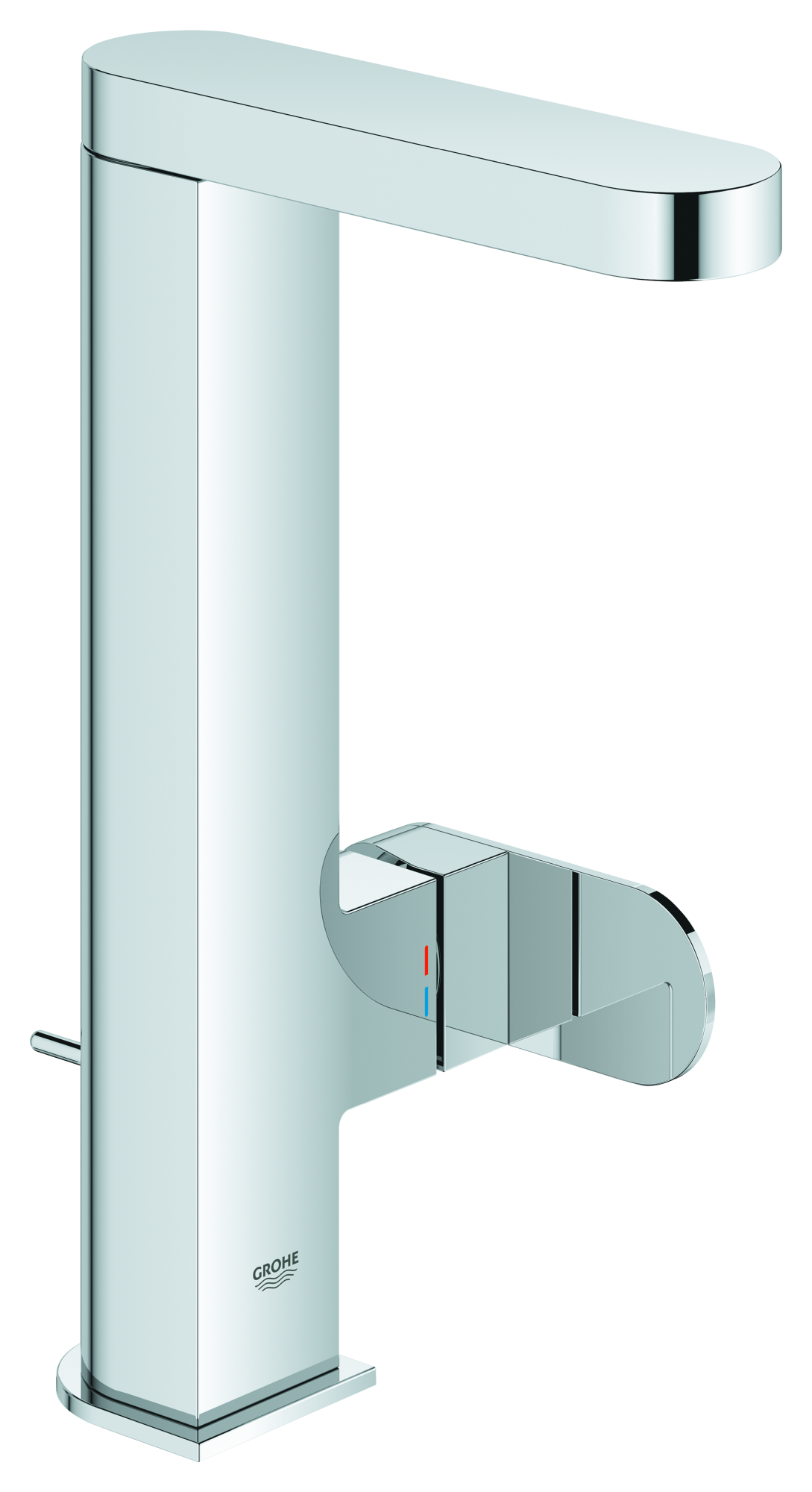 GROHE Einhand-Waschtischbatterie Plus 23851_4, L-Size, Einlochmontage, schwenkbarer Auslauf, Zugstangen-Ablaufgarnitur, chrom
