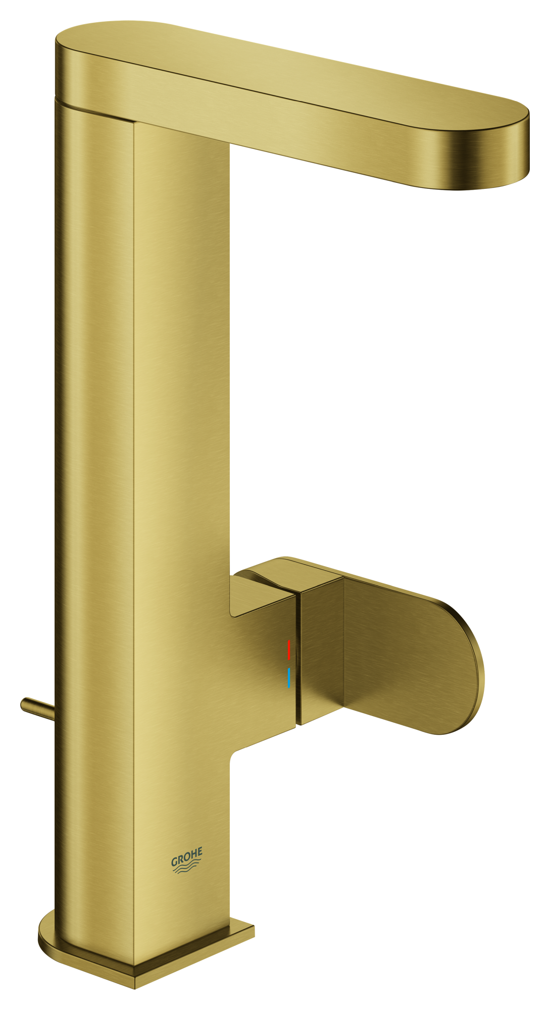 GROHE Einhand-Waschtischbatterie Plus 23851_4, L-Size, Einlochmontage, schwenkbarer Auslauf, Zugstangen-Ablaufgarnitur, cool sunrise gebürstet