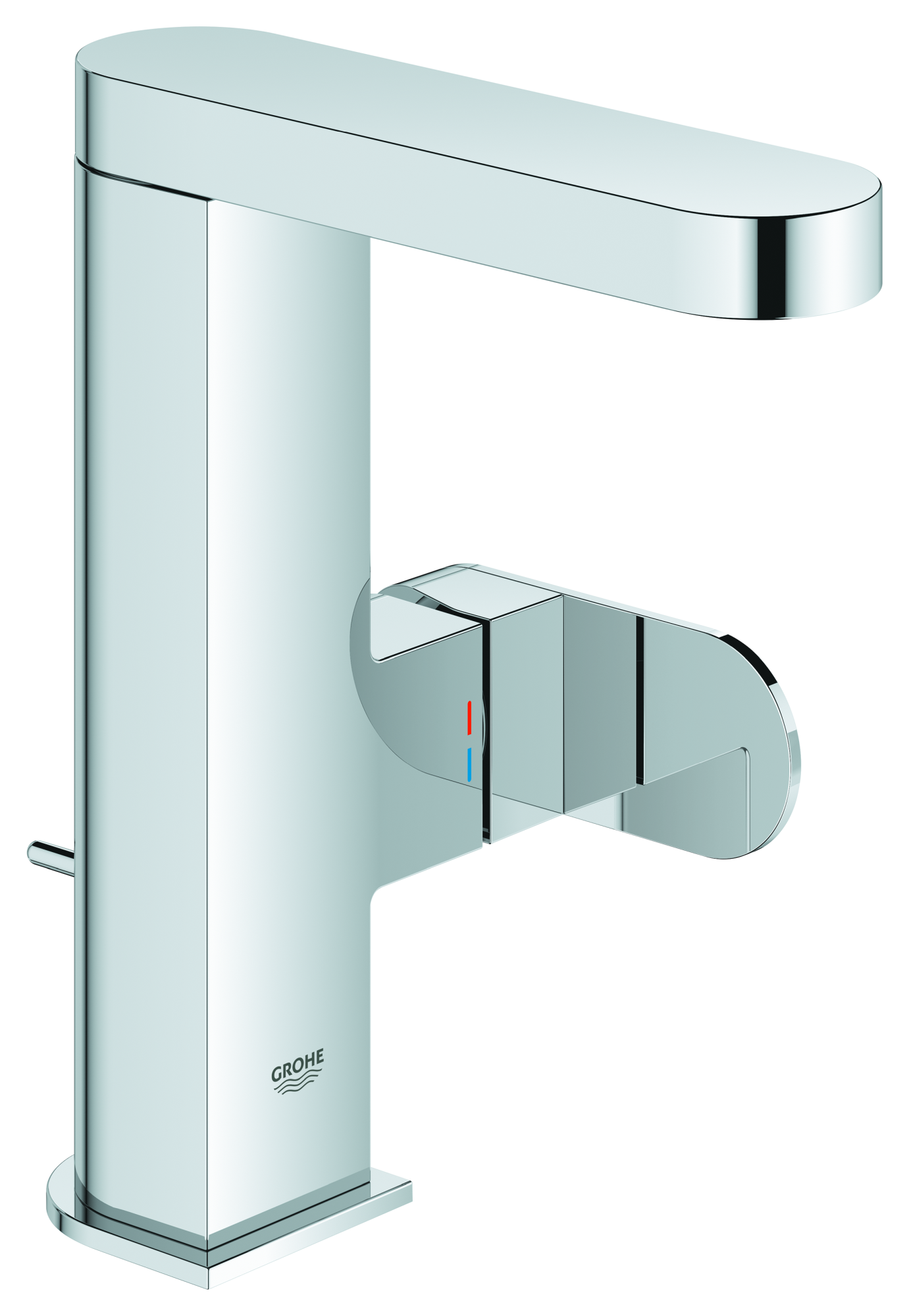 GROHE Einhand-Waschtischbatterie Plus 23871_4, M-Size, Einlochmontage, schwenkbarer Auslauf, Zugstangen-Ablaufgarnitur, chrom