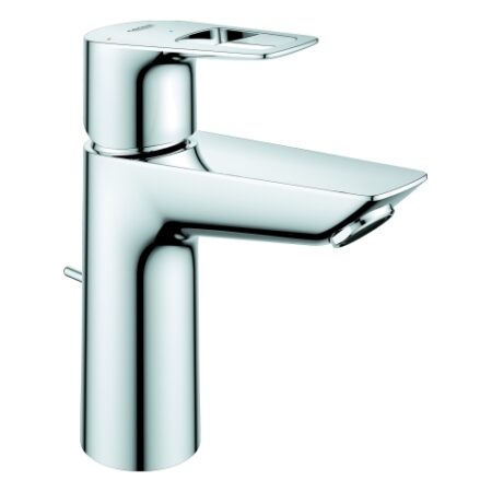 GROHE Einhand-Waschtischbatterie BauLoop 23887_1, M-Size, Energie-Sparfunktion Mittelstellung kalt, Einlochmontage, Temperaturbegrenzer, maximaler Durchfluss (bei 3 bar): 5 l/min, Zugstangen-Ablaufgarnitur aus Kunststoff 1 1/4'', chrom