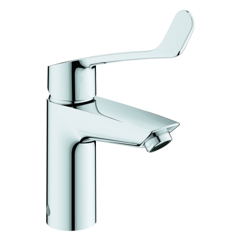 GROHE Einhand-Waschtischbatterie Eurosmart 23984_3, S-Size, mit thermischem Verbrühschutz, thermische Desinfektion ohne erneute Temperatureinstellung, langer Metallhebel, Einlochmontage, glatter Körper, chrom