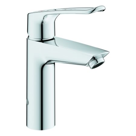 GROHE Einhand-Waschtischbatterie Eurosmart 23987_3, M-Size, mit thermischem Verbrühschutz, thermische Desinfektion ohne erneute Temperatureinstellung, offener Metall-Hebelgriff, chrom