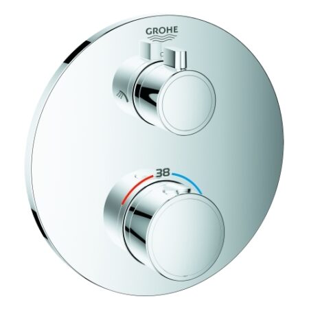 GROHE Thermostat-Brausebatterie Grohtherm 24076, mit integrierter 2-Wege-Umstellung, Fertigmontageset für Rapido SmartBox, chrom
