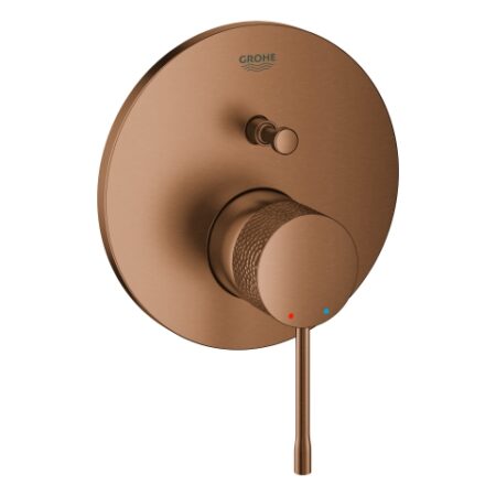 GROHE Einhand-Wannenbatterie Essence 24167_1, Fertigmontageset für GROHE Rapido SmartBox (35 604), Crafted Bedienungshebel aus Metall, crafted warm sunset gebürstet