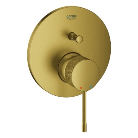 GROHE Einhand-Wannenbatterie Essence 24167_1, Fertigmontageset für GROHE Rapido SmartBox (35 604), Crafted Bedienungshebel aus Metall, crafted cool sunrise gebürstet