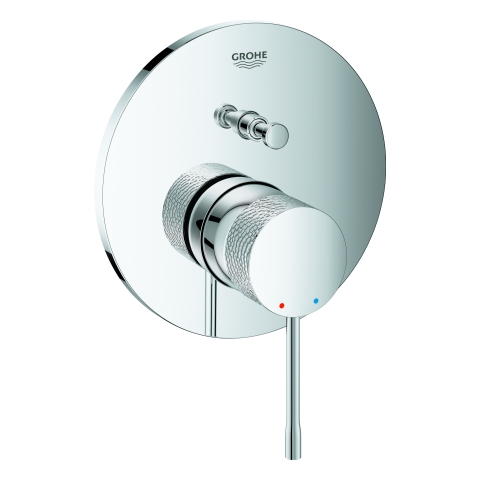 GROHE Einhand-Wannenbatterie Essence 24167_1, Fertigmontageset für GROHE Rapido SmartBox (35 604), Crafted Bedienungshebel aus Metall, crafted chrom